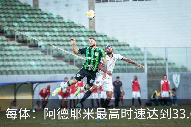 每体：阿德耶米最高时速达到33.6公里，全场冲刺多达39次